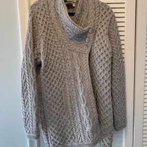 Vintage Arancrafts Merino Wool Cardigan - Grey, Large